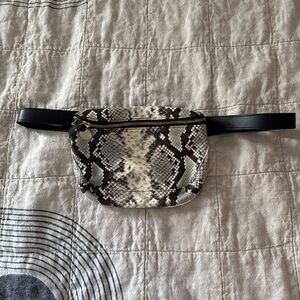 Clare V. Snakeskin Fanny Pack/Waist Bag in Python w/ Black Leather Belt